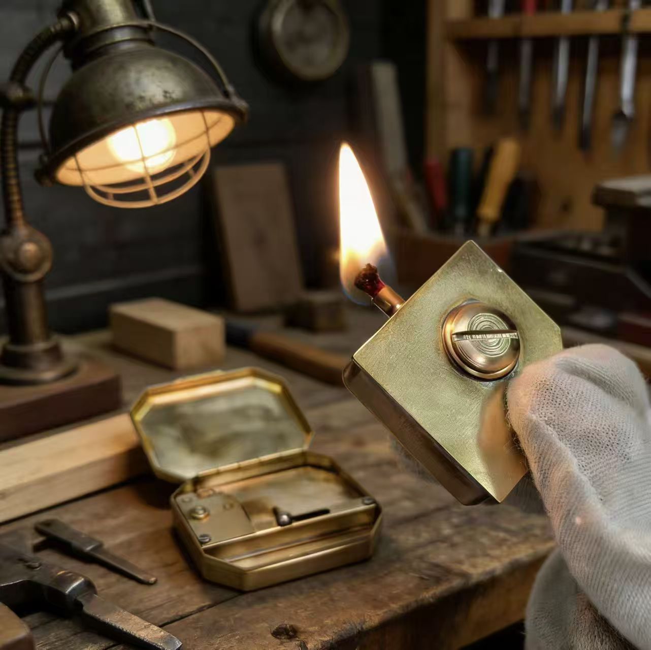 Vintage Collectible Lighters - Vintage Saf Bakır Dişli Gazyağı Çakmak