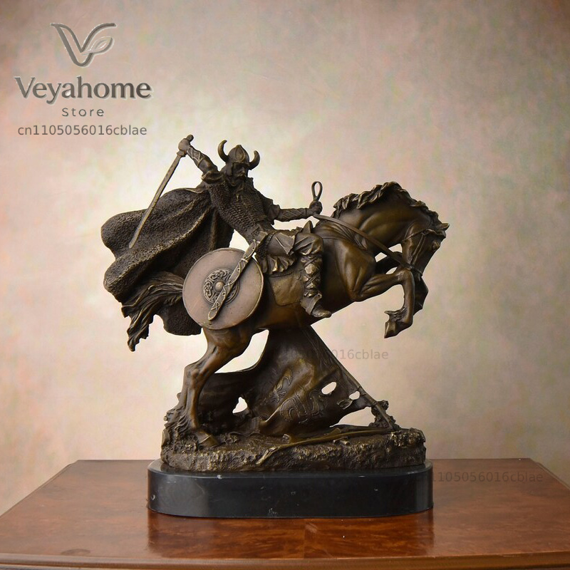 Vintage Collectible Marbles - Bronz Ortaçağ Savaşçısı Binme Heykeli Vintage