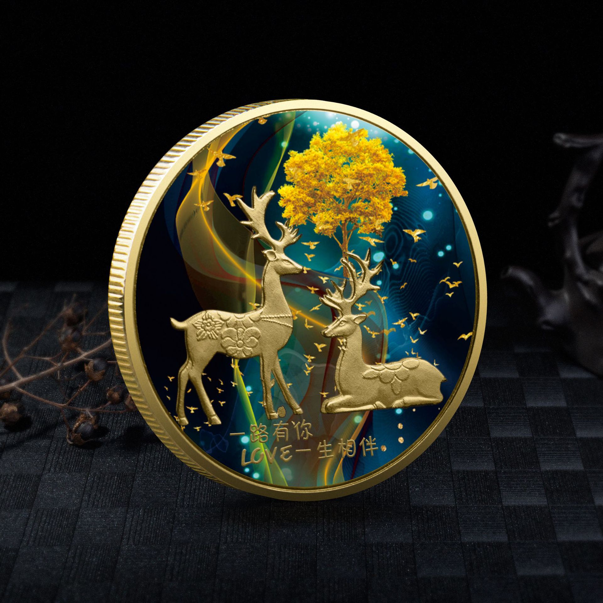 Vintage Collectible Coins - Geyik paraları koleksiyon aşk şanslı altın